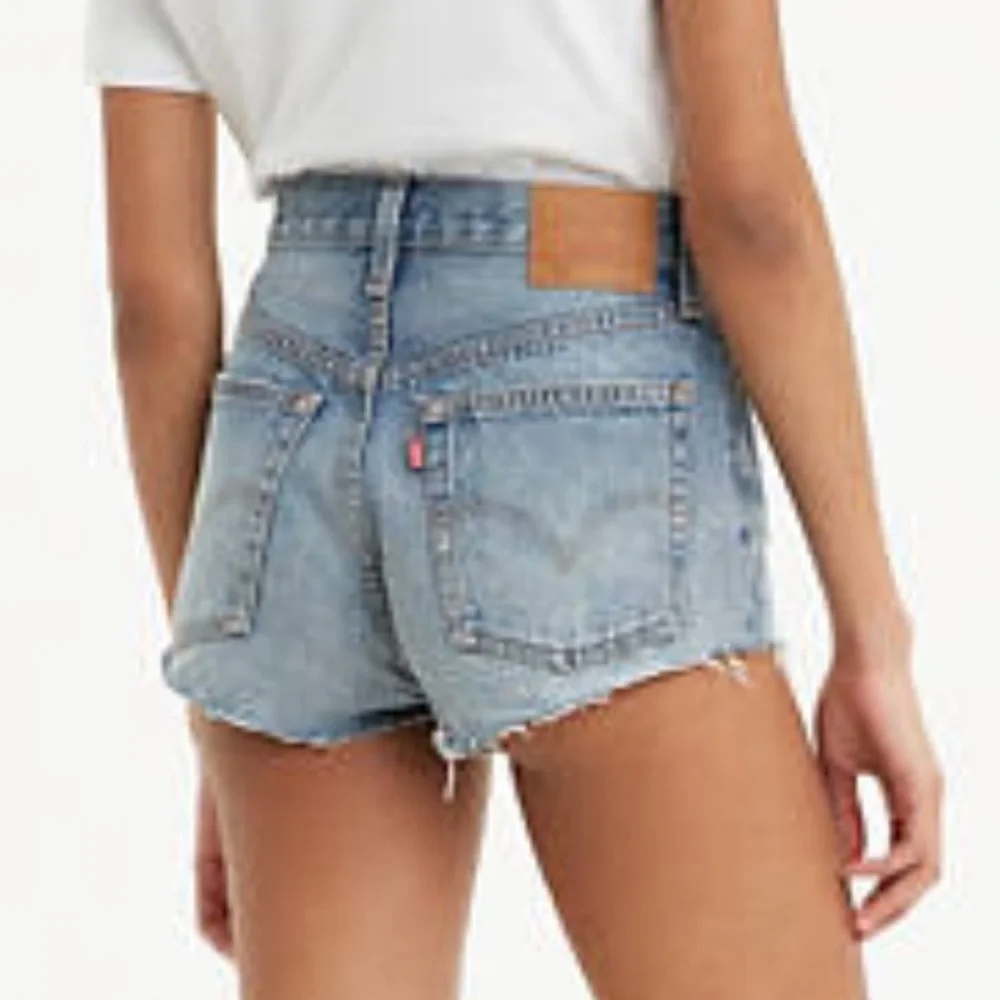 Levi’s Premium 501 High Rise Cut Off Micro Jean Shorts: Teeny Weeny Medium Wash